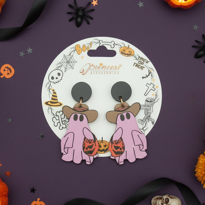 Lavender Ghost Cowboy Earrings