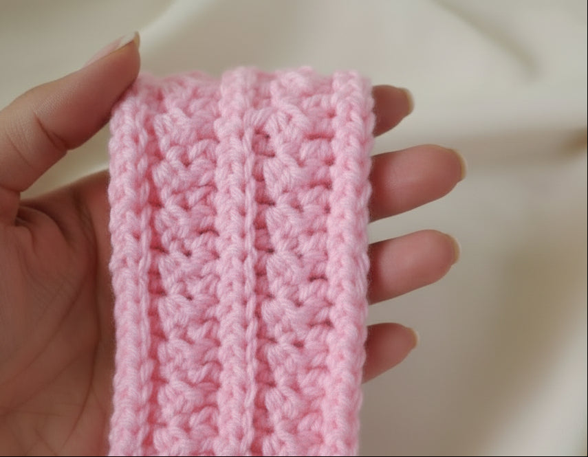 Pink Crochet Twist Ear Warmer