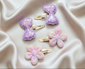 Bow and Flower Sequin Barrettes
