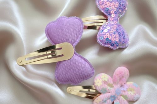 Bow and Flower Sequin Barrettes