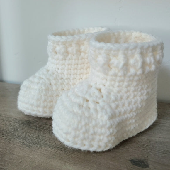 Gender Neutral White Baby Booties
