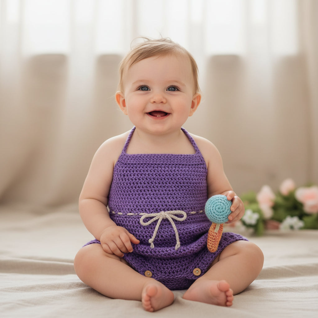 Lavendar Crochet Baby Romper