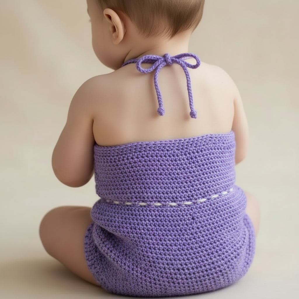 Lavendar Crochet Baby Romper
