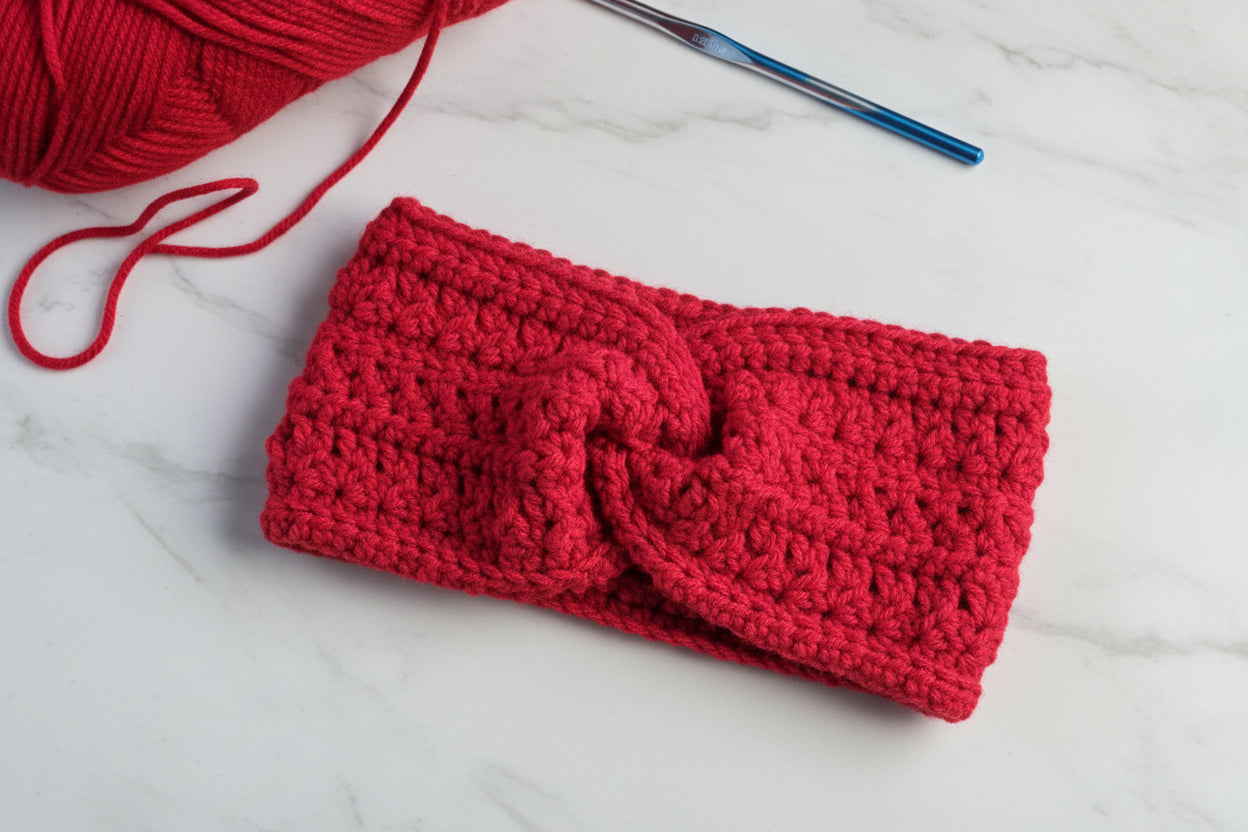 Red Textured Twist Earwarmer