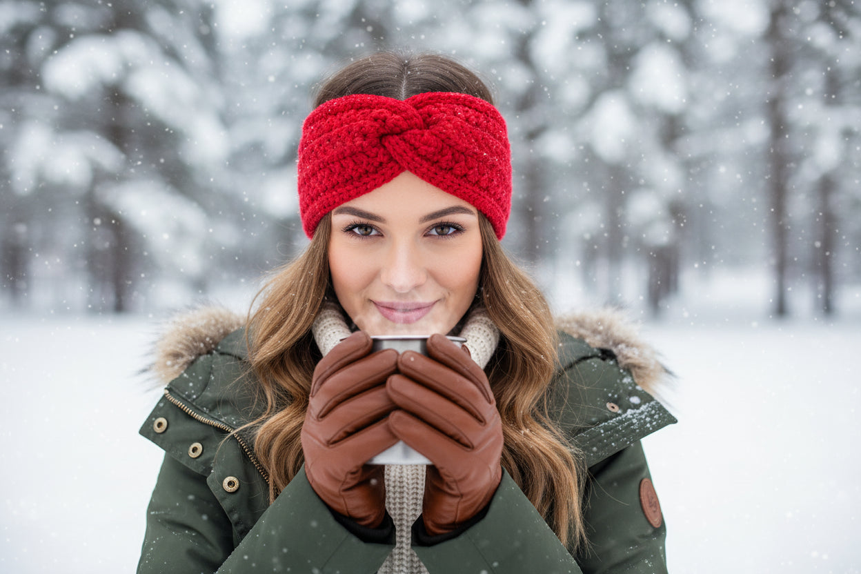 Red Textured Twist Earwarmer
