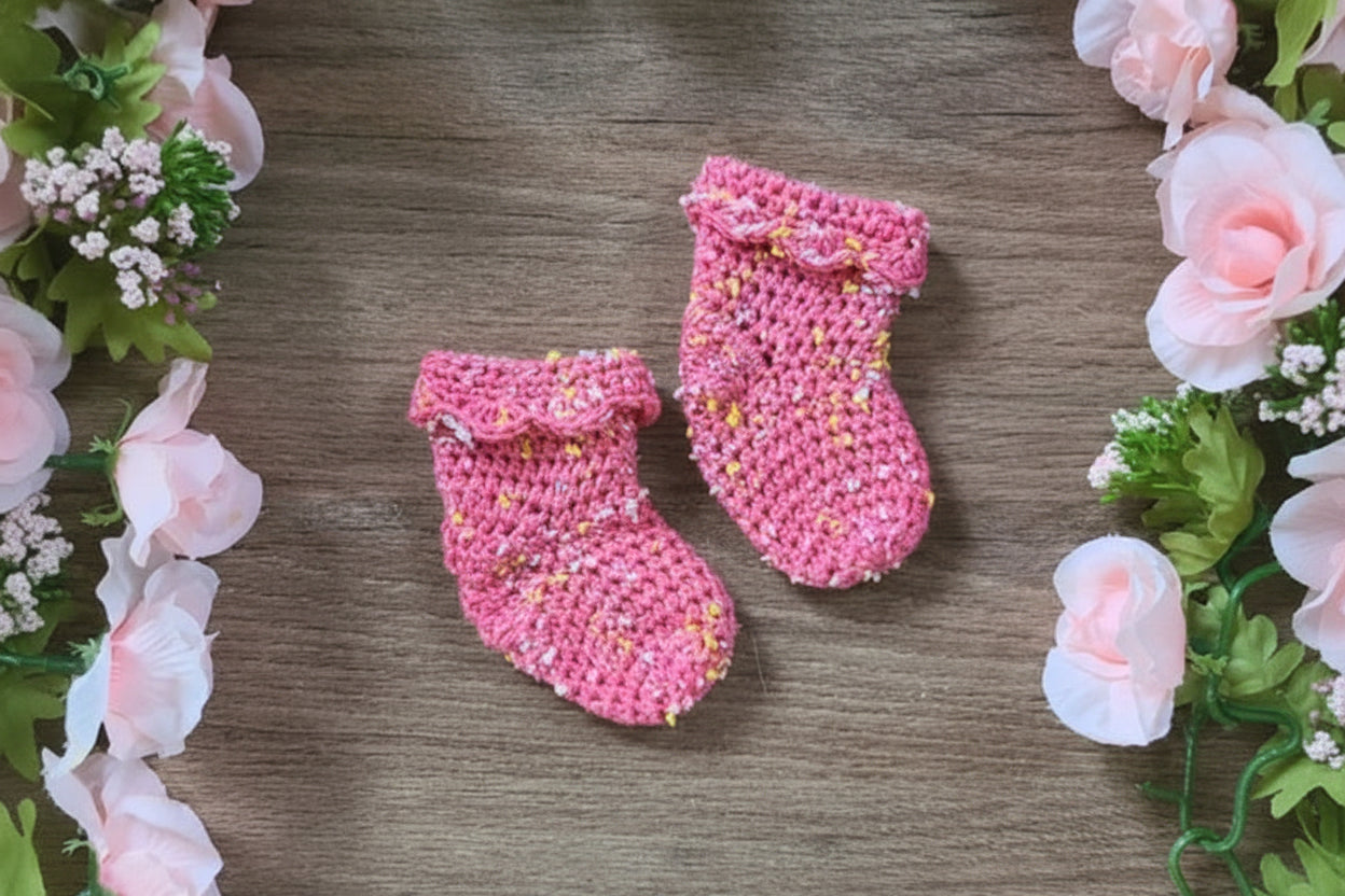 Pink Handmade Baby Socks