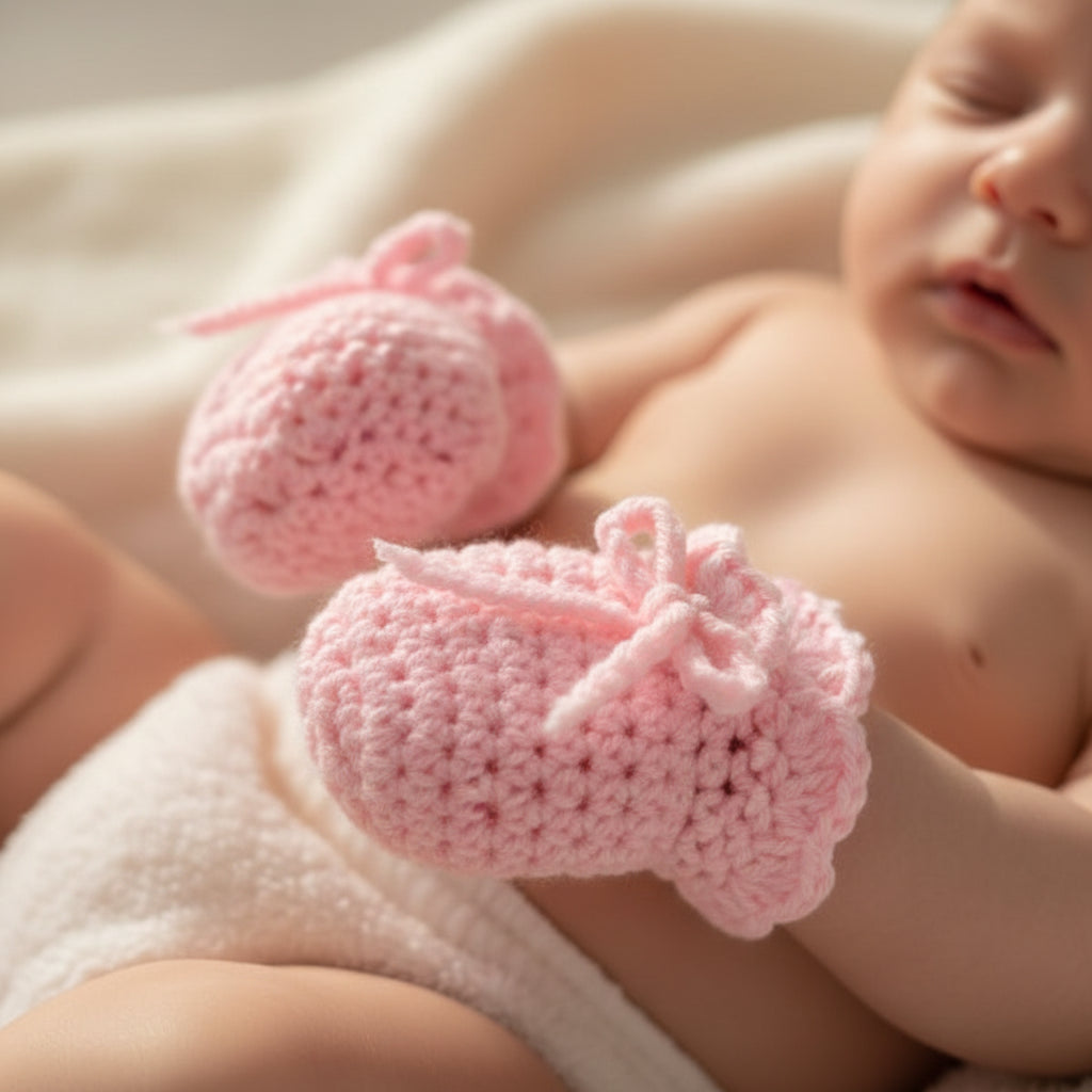 Pink Baby Scratch Mittens
