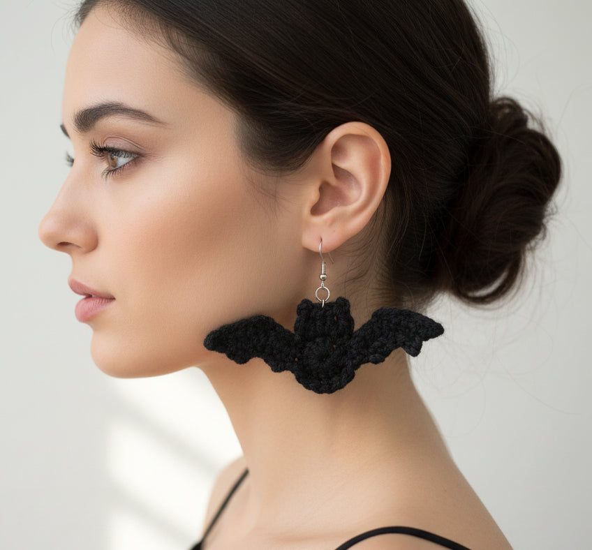 Crochet Bat Earrings
