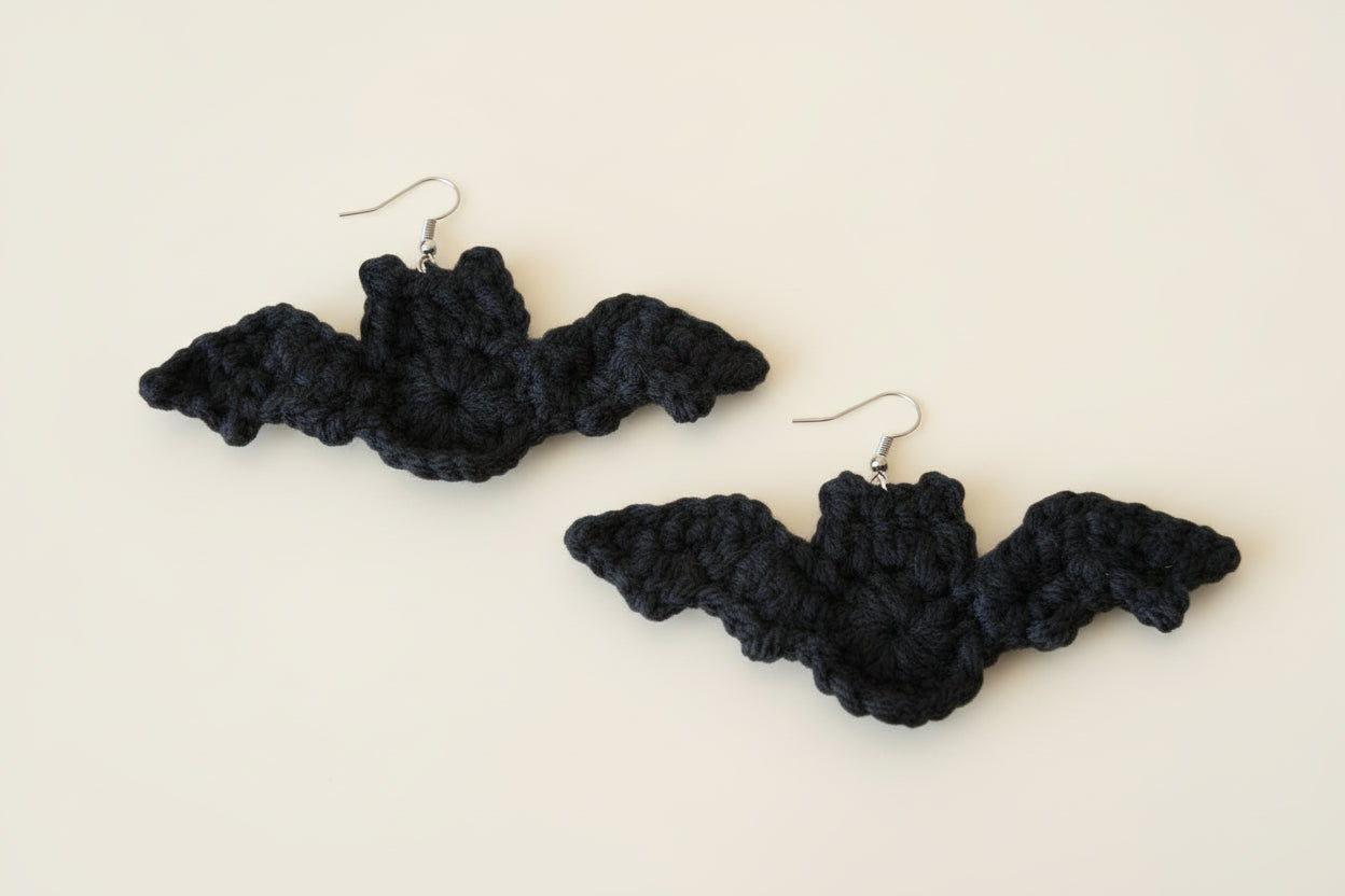 Crochet Bat Earrings
