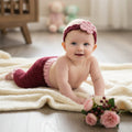 Burgundy And Pink Newborn Crochet Baby Outfit