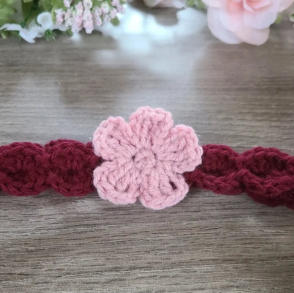 Burgundy And Pink Newborn Crochet Baby Outfit