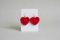 Red Crochet Heart Earrings
