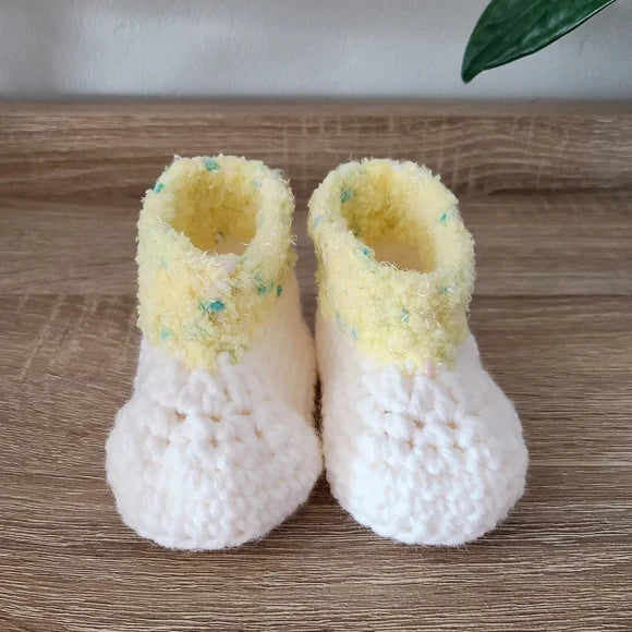 Yellow And White Baby Booties