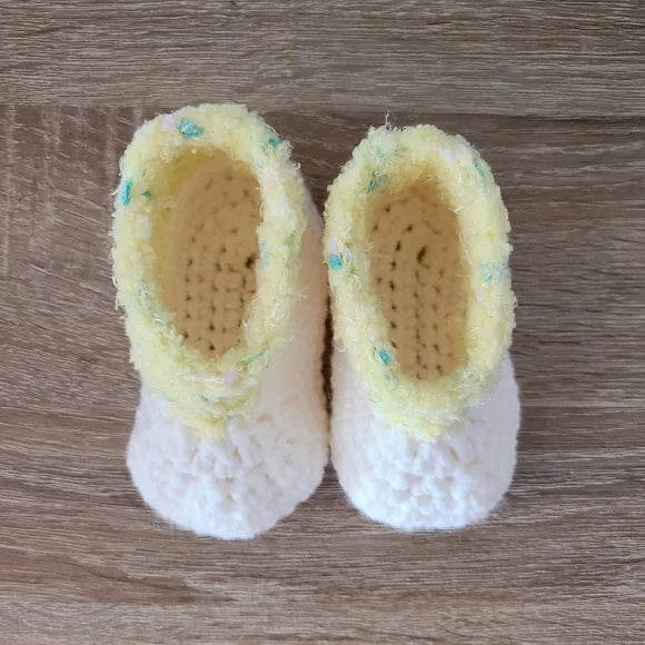 Yellow And White Baby Booties