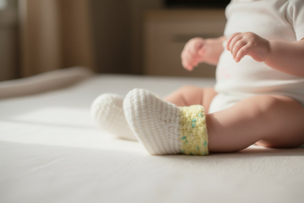 Yellow And White Baby Booties