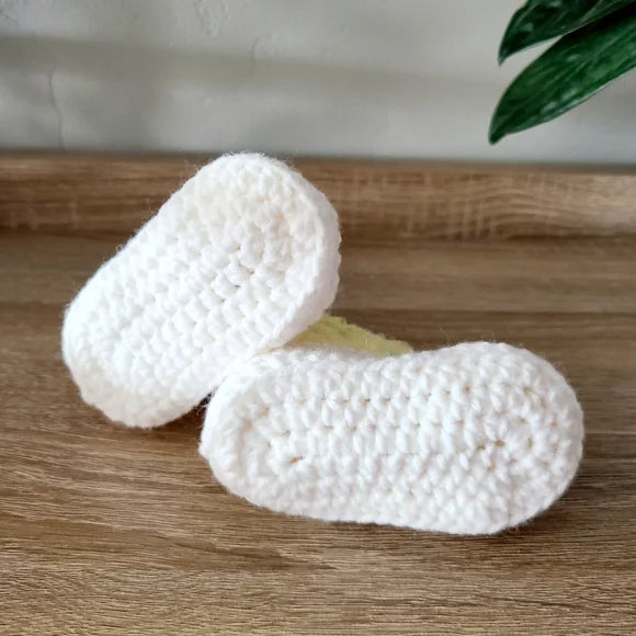 Yellow And White Baby Booties