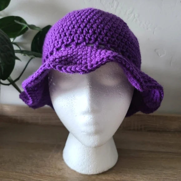 Purple Crochet Bucket Hat