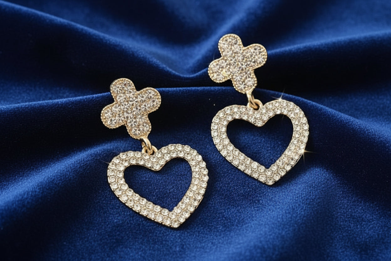 Rhinestone Heart Earrings