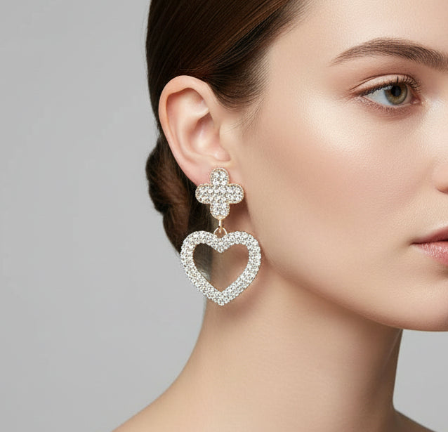 Rhinestone Heart Earrings