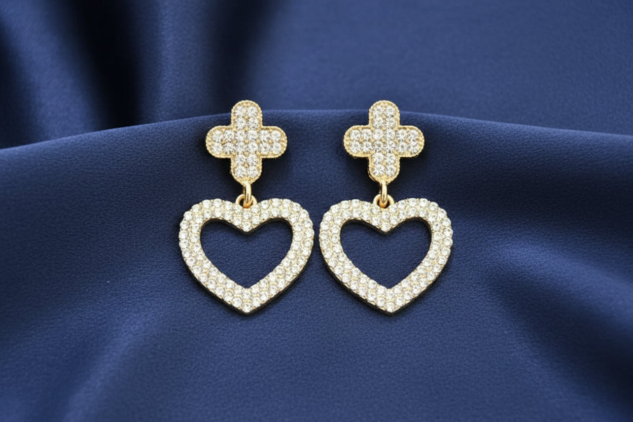Rhinestone Heart Earrings