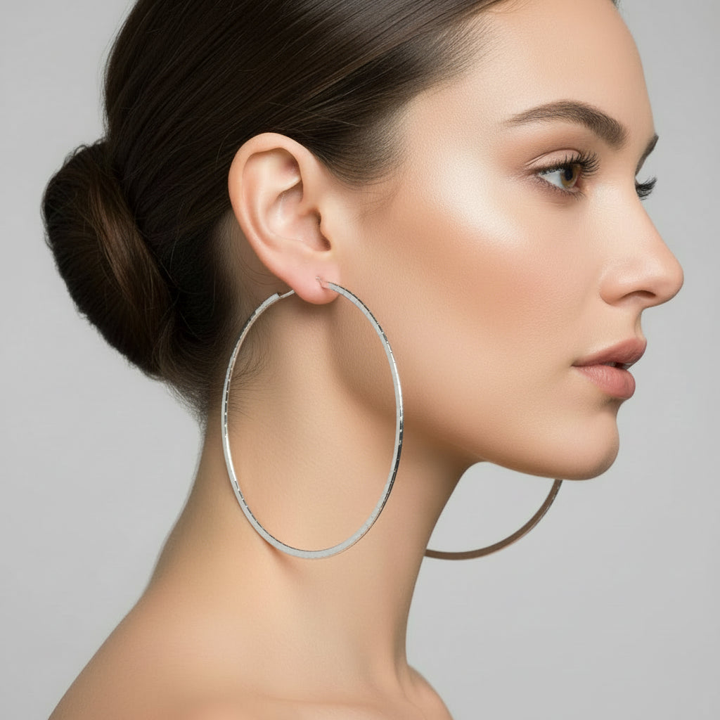 XL Silver Hoop Earrings