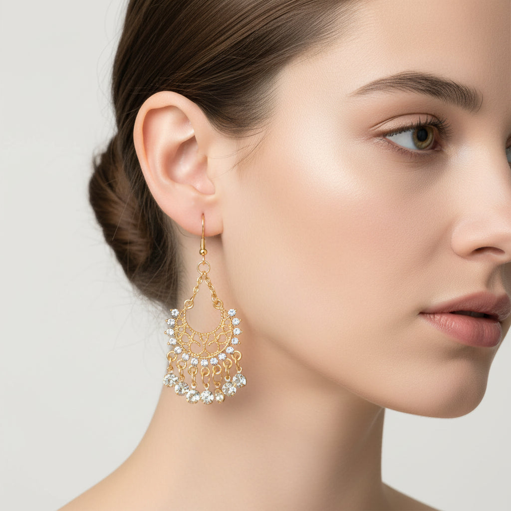 Gold Tone Chandelier Earrings