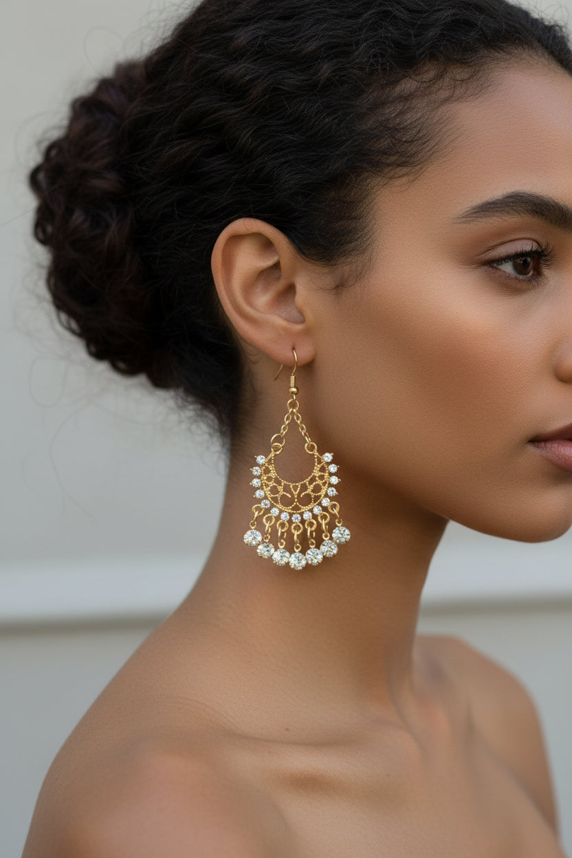 Gold Tone Chandelier Earrings