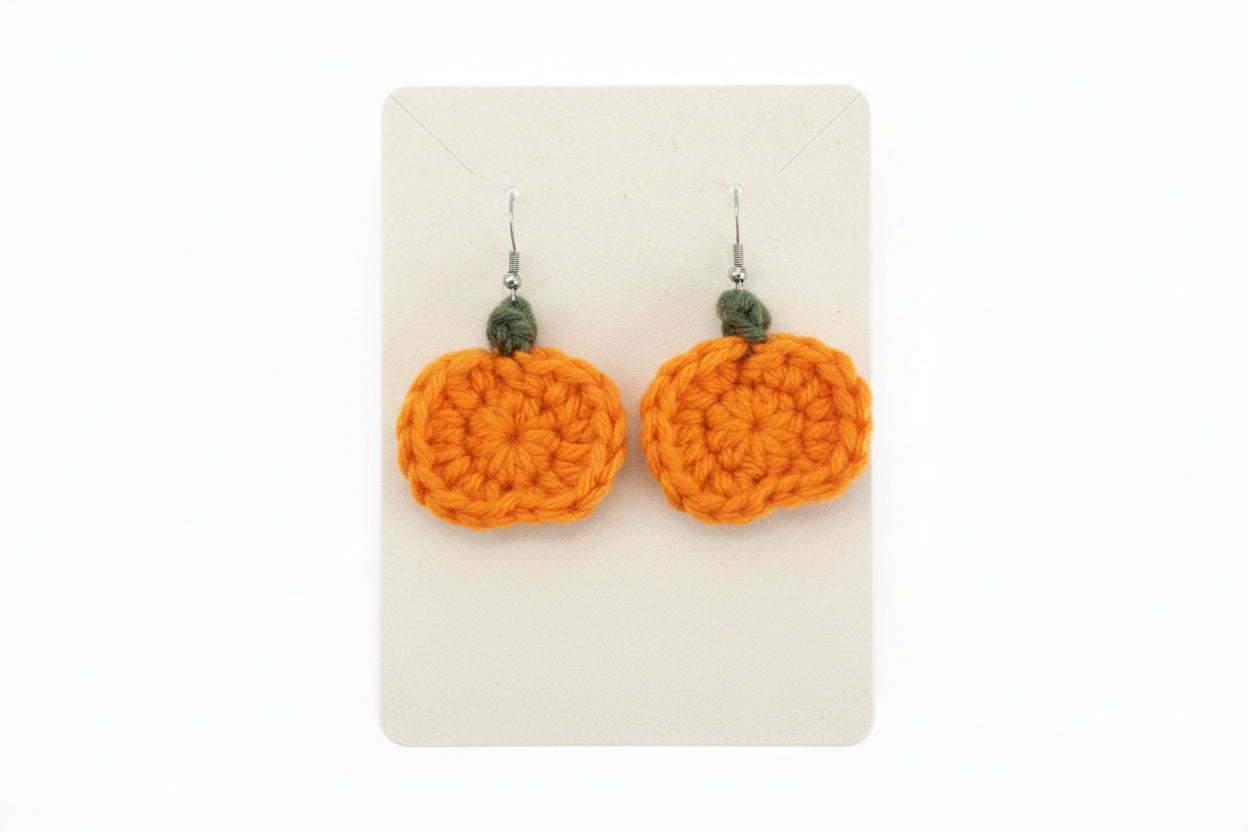Crochet Pumpkin Earrings