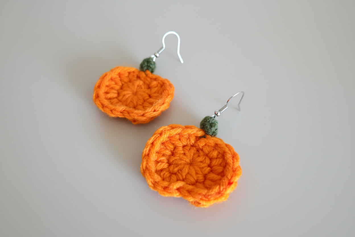 Crochet Pumpkin Earrings