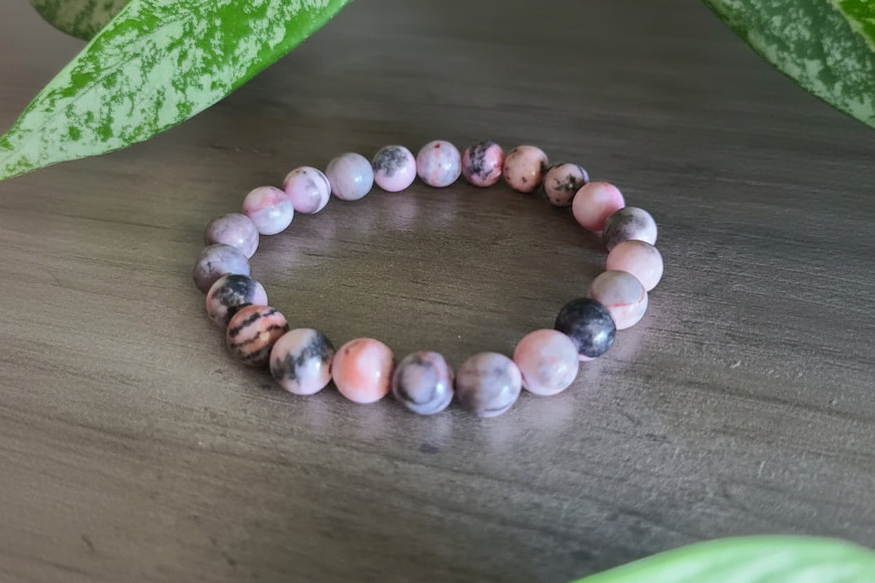 Pink Zebra Jasper Gemstone Bracelet