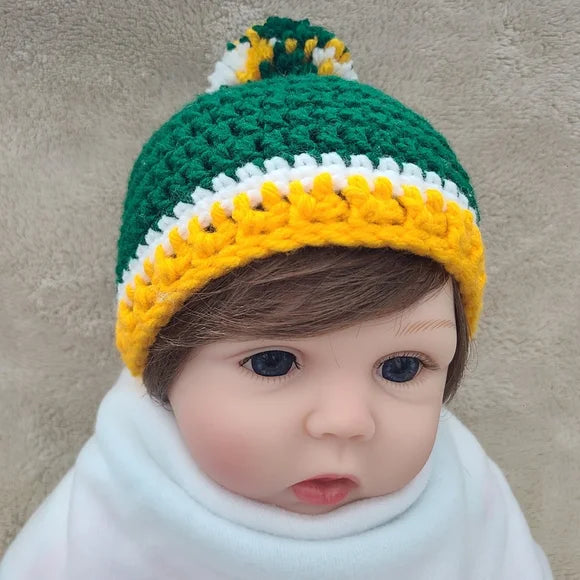Packers Inspired Crochet Baby Beanie