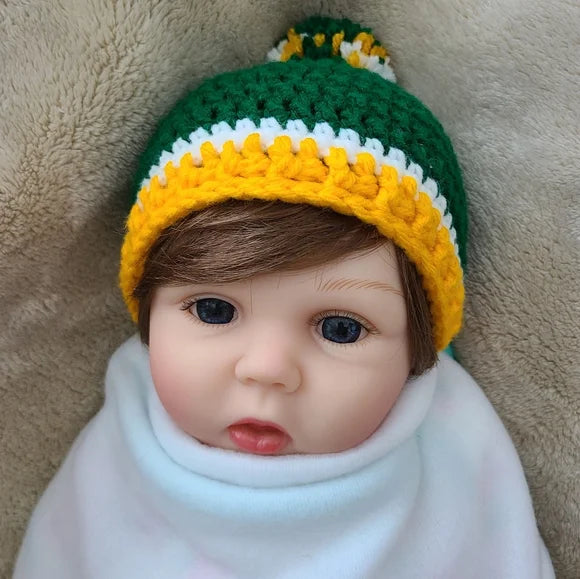 Packers Inspired Crochet Baby Beanie