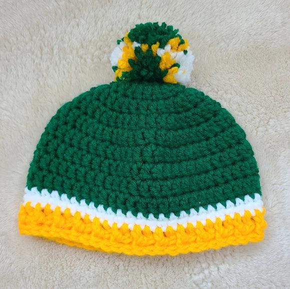 Packers Inspired Crochet Baby Beanie