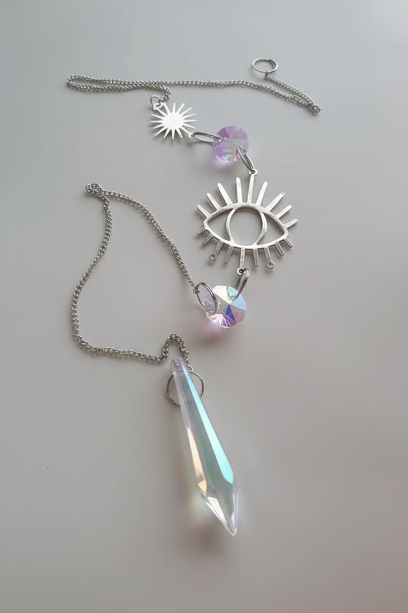 Crystal Hanging Pendant Evil Eye Decorative Sun Catcher Faceted Prism Ornament