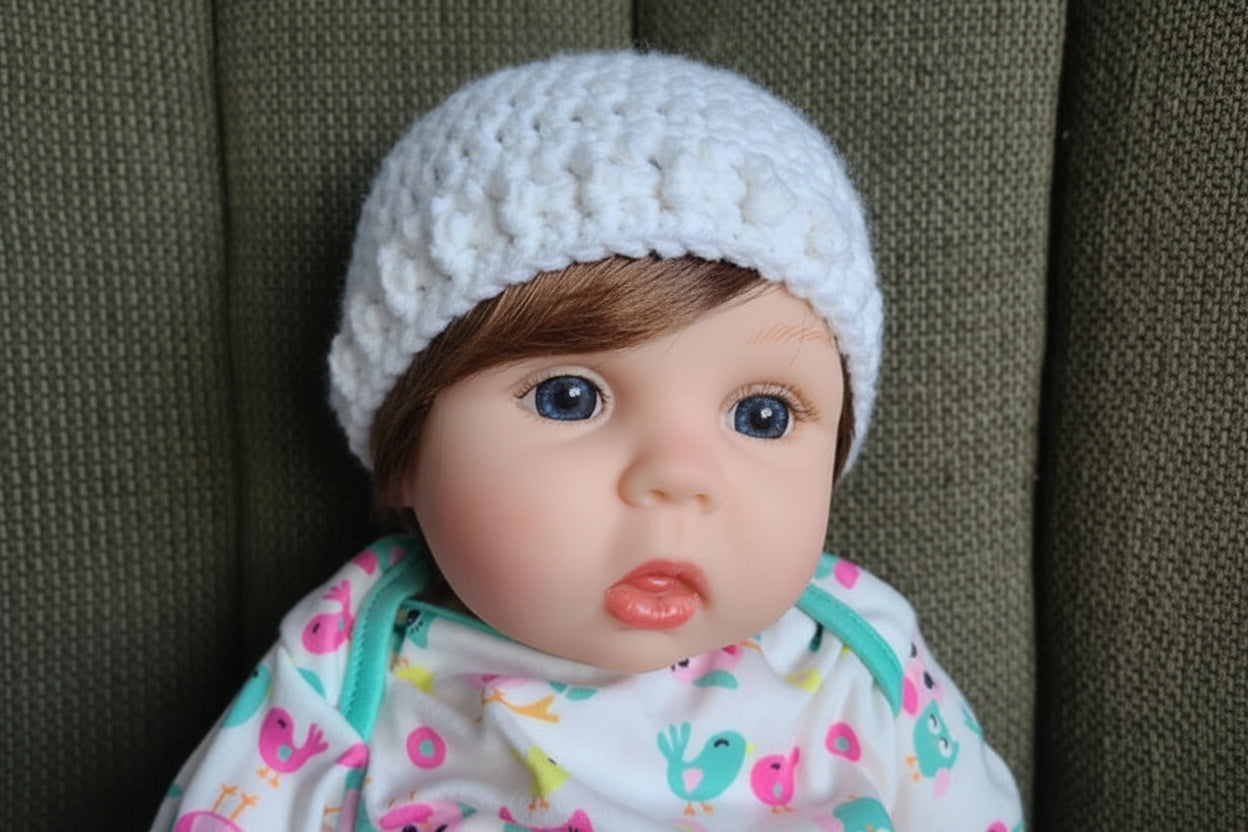 White Crochet Baby Beanie