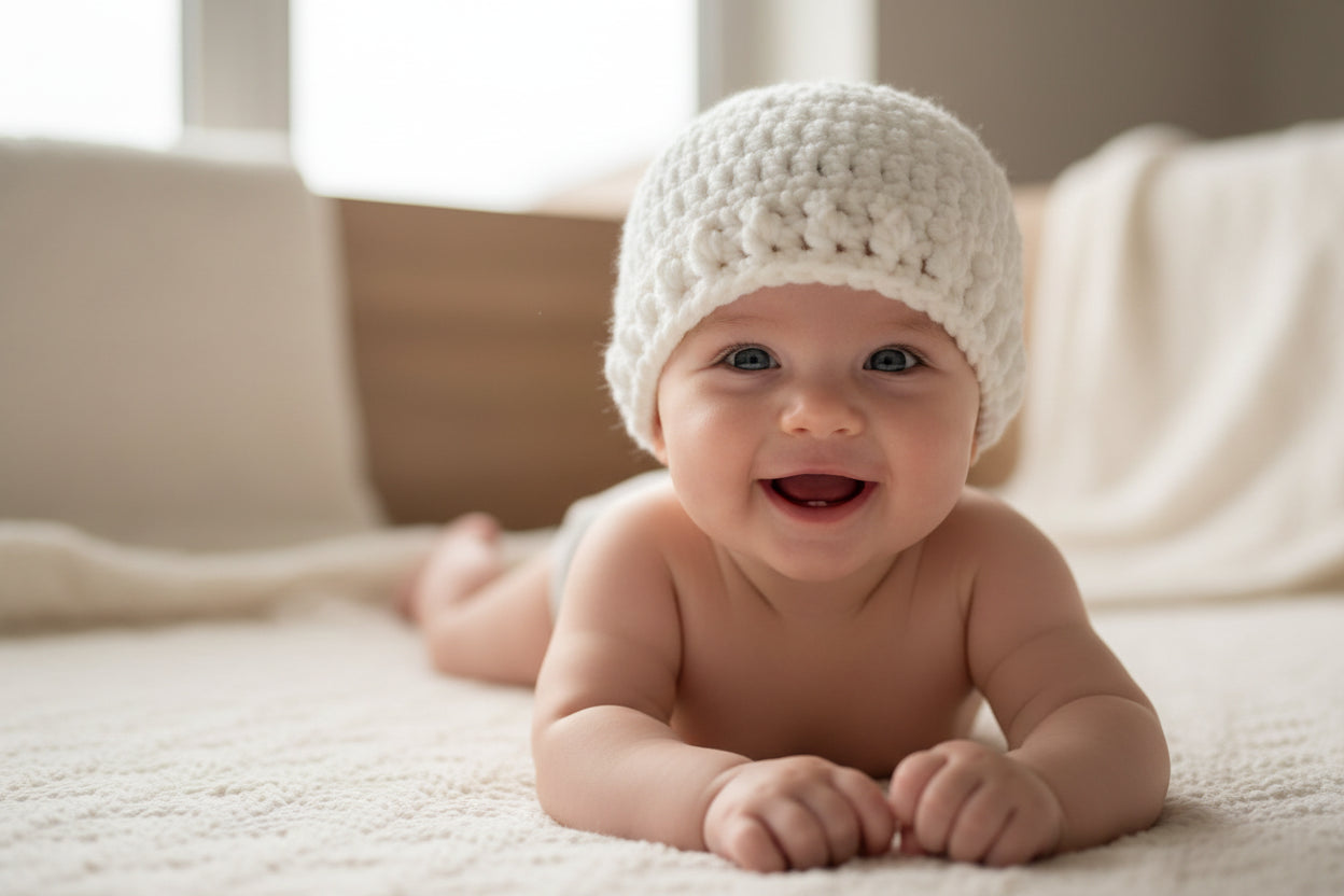 White Crochet Baby Beanie