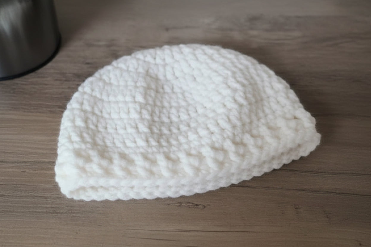 White Crochet Baby Beanie