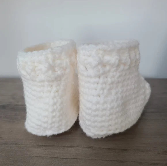 Gender Neutral White Baby Booties