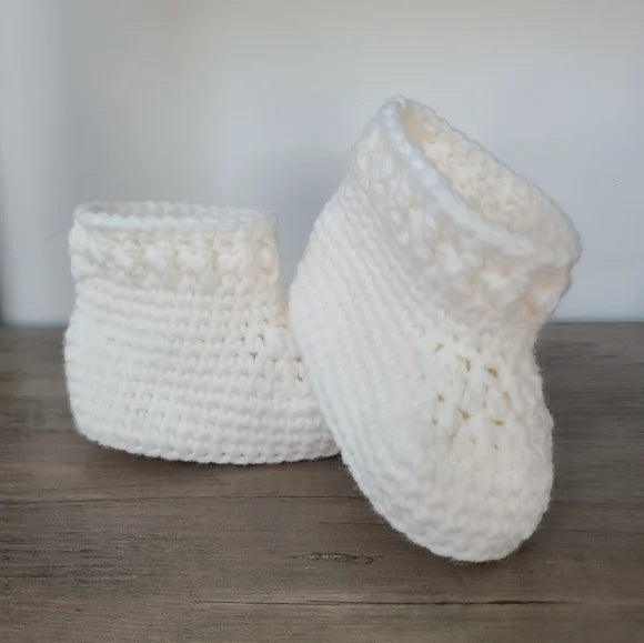 Gender Neutral White Baby Booties