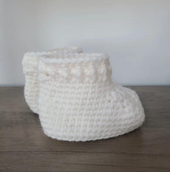 Gender Neutral White Baby Booties