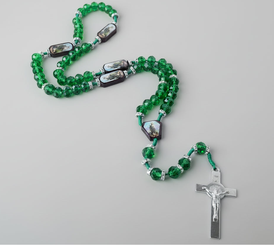 Green Crystal Bead St. Jude Rosary