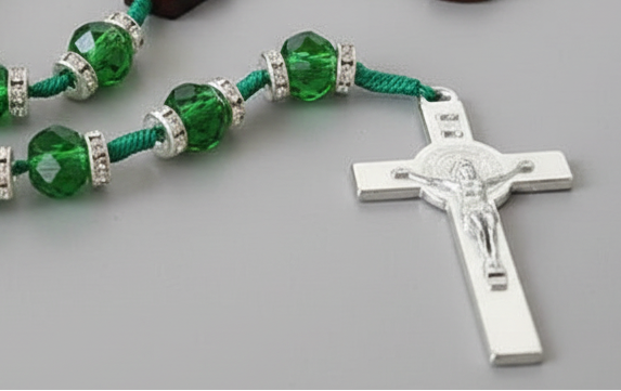 Green Crystal Bead St. Jude Rosary