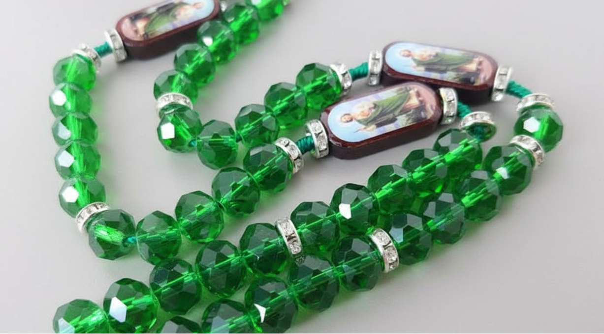 Green Crystal Bead St. Jude Rosary