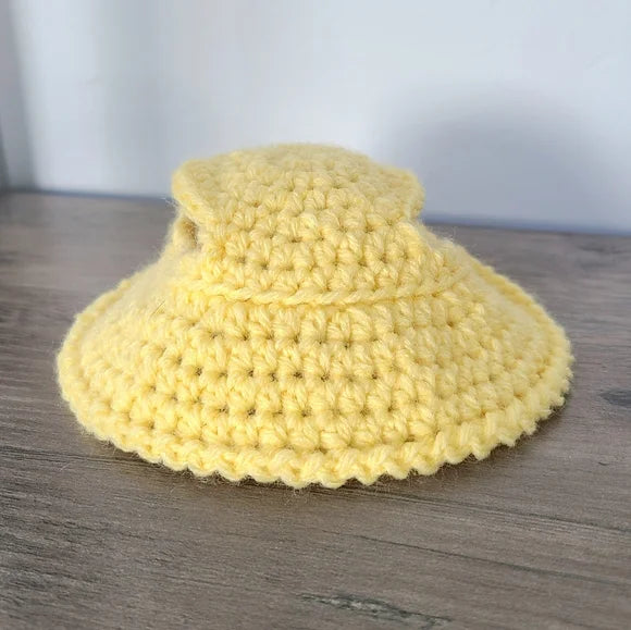 Yellow Crochet Dog Hat