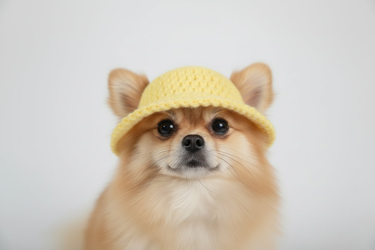 Yellow Crochet Dog Hat