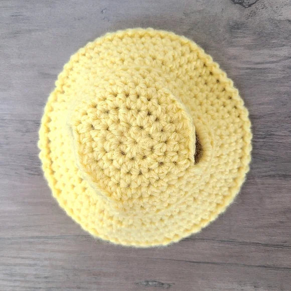 Yellow Crochet Dog Hat