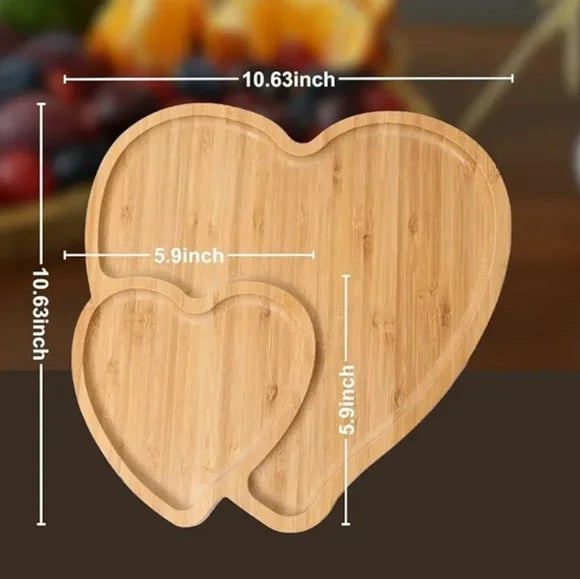 Heart Shaped Charcuterie Board Wood Serving Platter