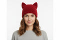 Women Burgundy Kitty Cat Beanie