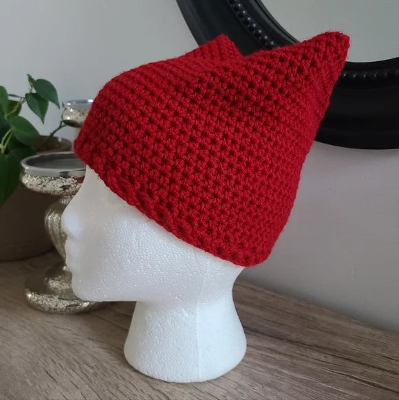 Women Burgundy Kitty Cat Beanie