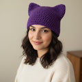 Purple Cat Ears Crochet Beanie